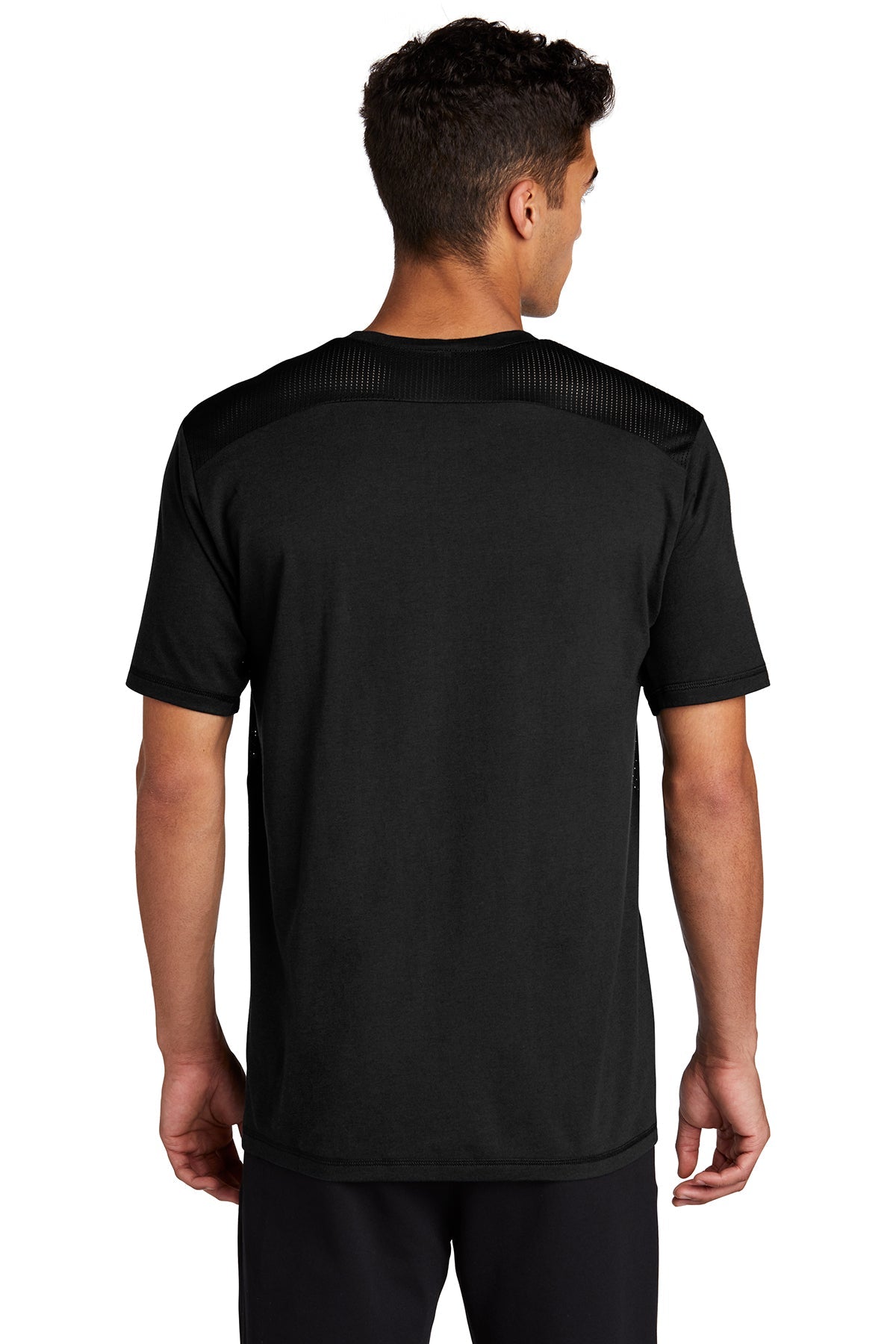 sport-tek posicharge tri-blend wicking draft tee st410 black/ blacktriad solid