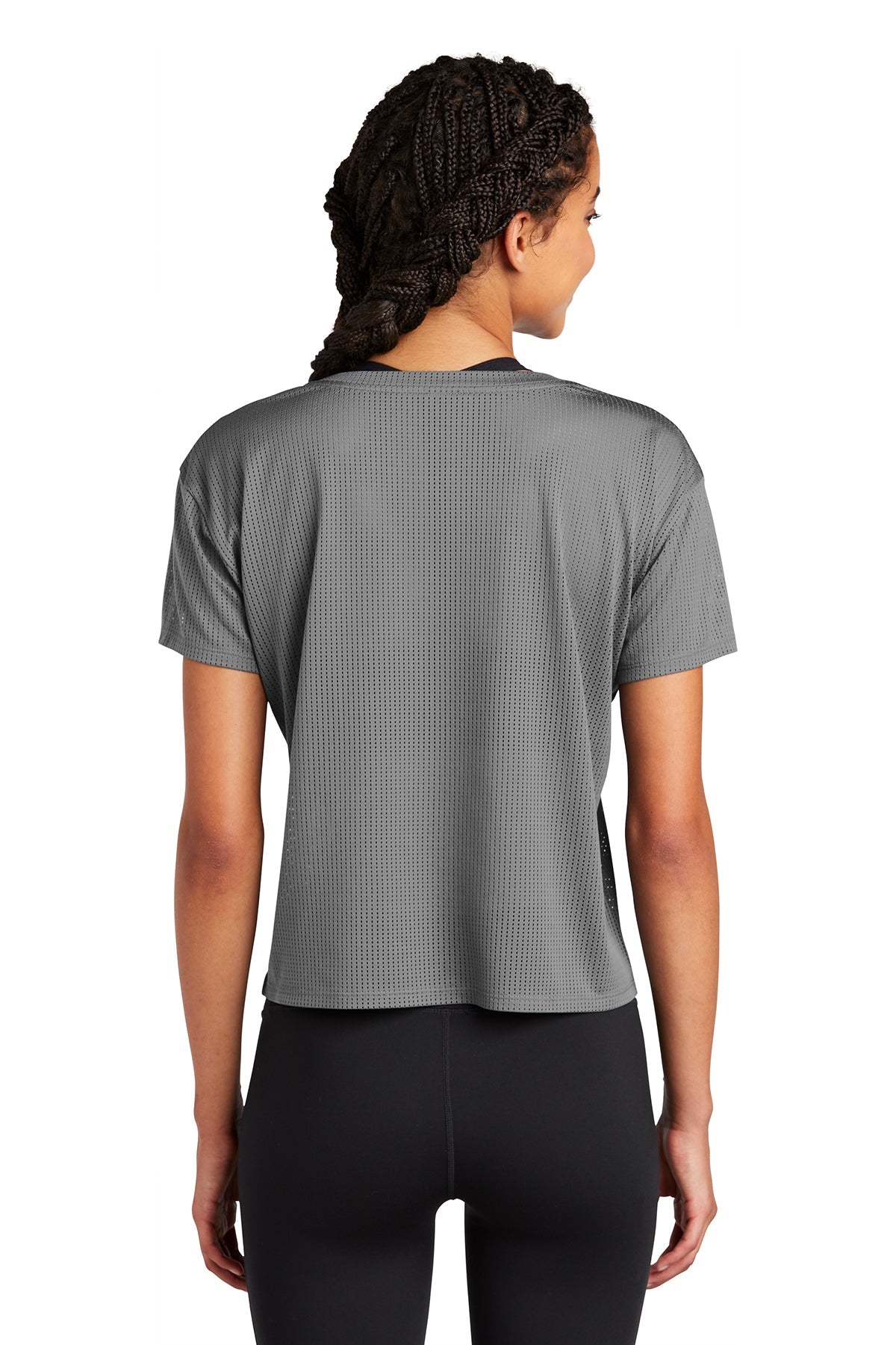 Sport-Tek Ladies PosiCharge Tri-Blend Wicking Draft Crop Tee LST411 Dark Grey