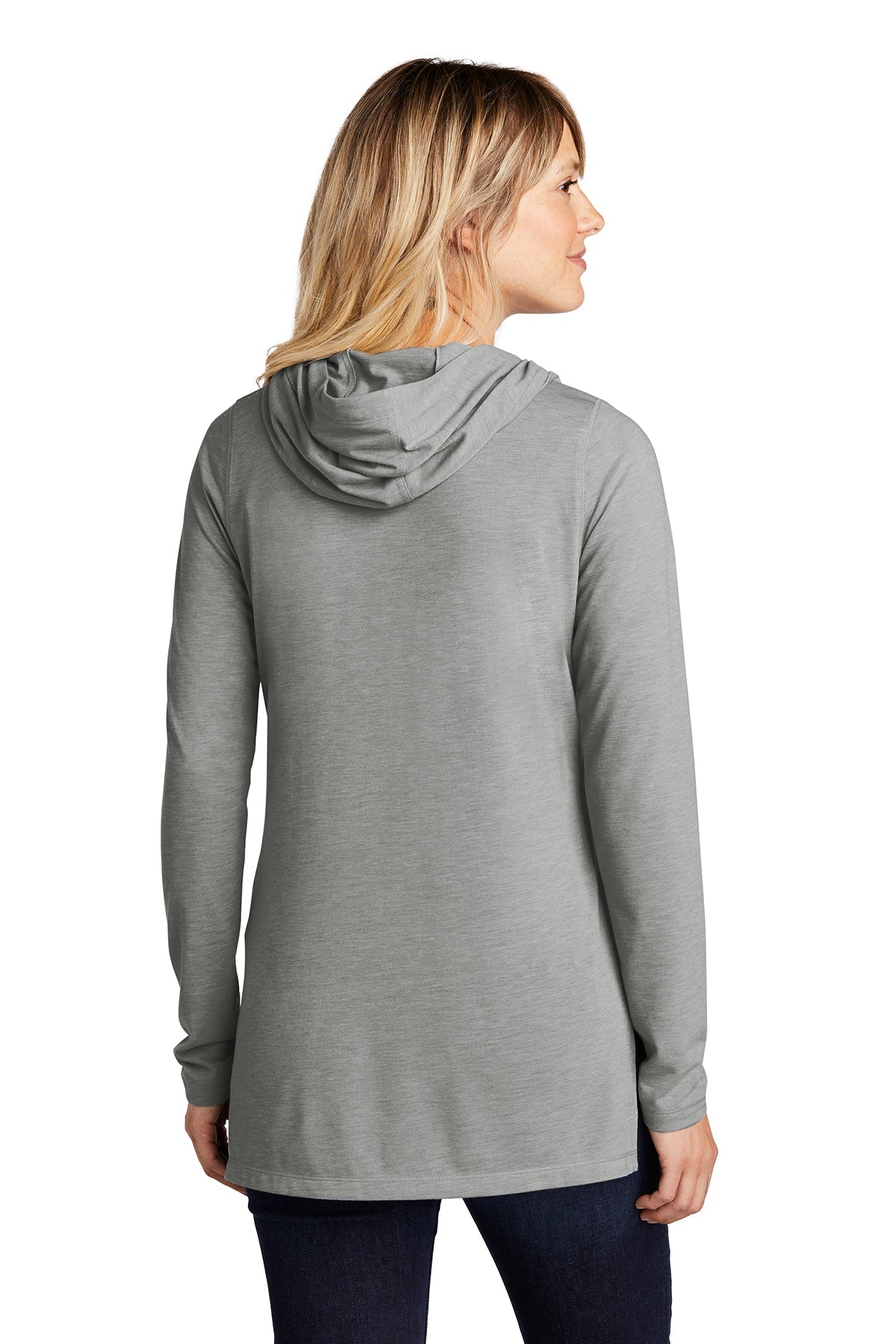 Sport-Tek Ladies PosiCharge Tri-Blend Wicking Long Sleeve Hoodie LST406 Light Grey Heather