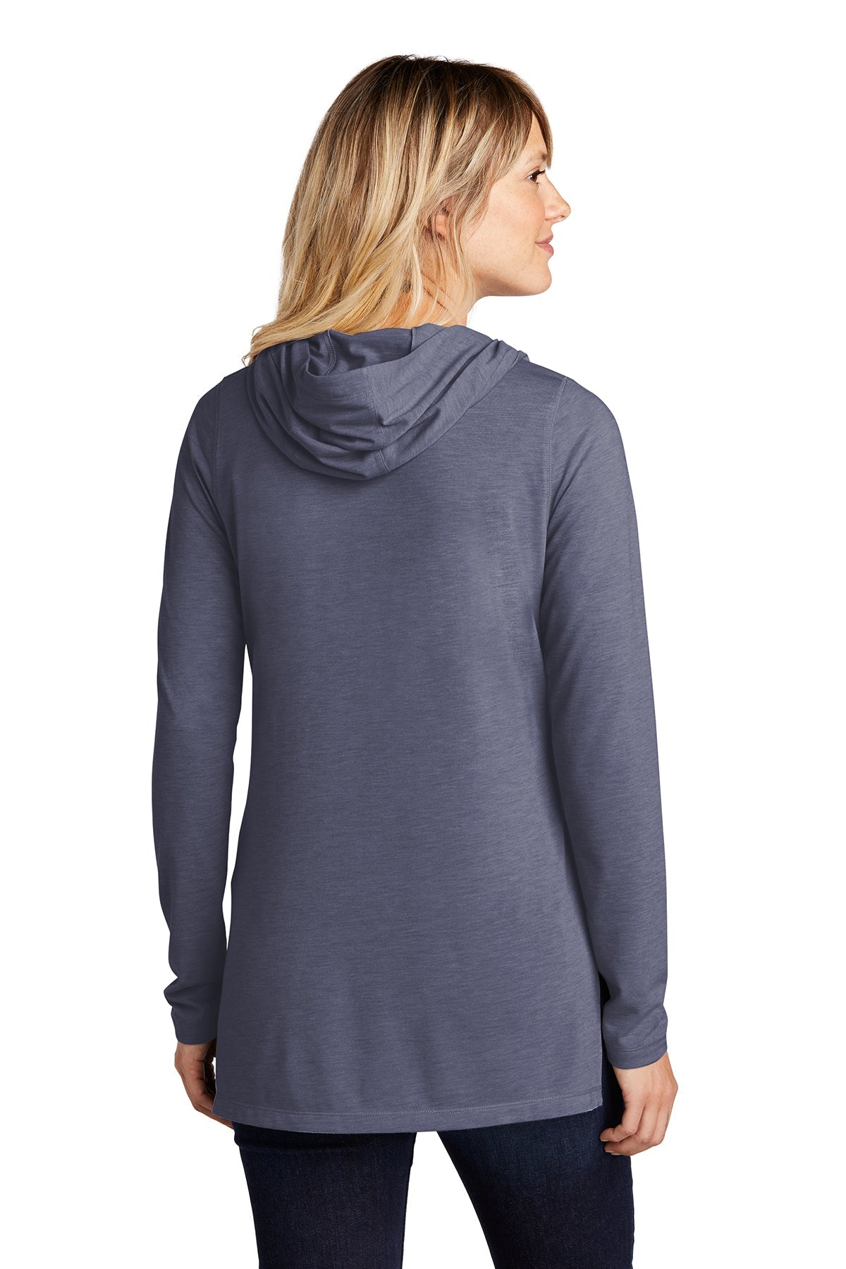 Sport-Tek Ladies PosiCharge Tri-Blend Wicking Long Sleeve Hoodie LST406 True Navy Heather