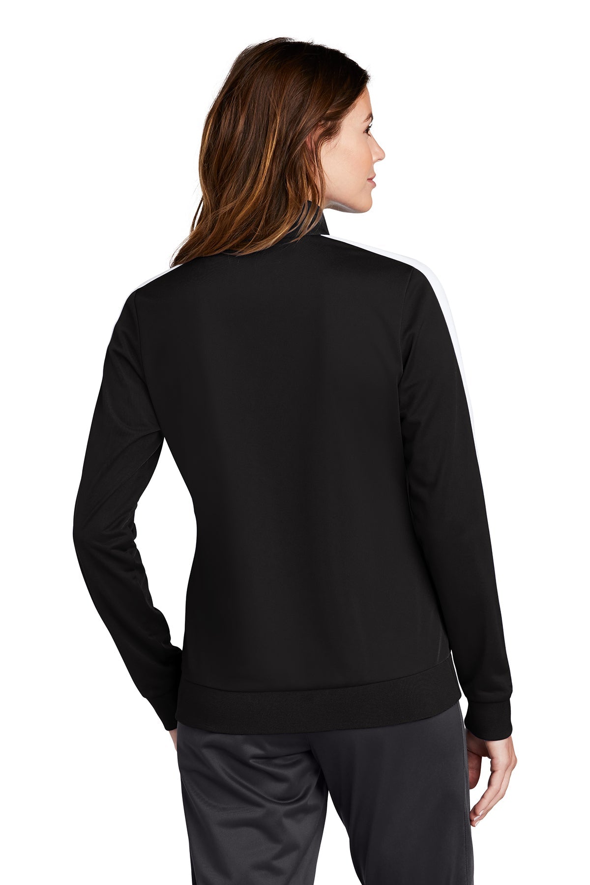 Sport-Tek Ladies Tricot Track Jacket LST94 Black/ White
