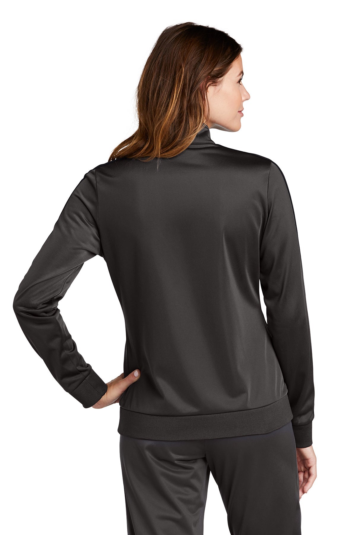 Sport-Tek Ladies Tricot Track Jacket LST94 Graphite Grey/ Black