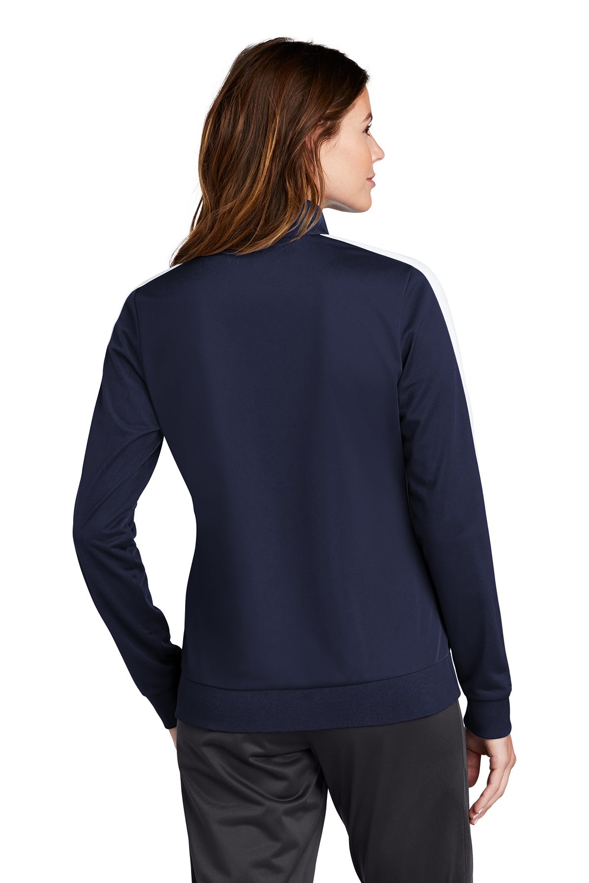 Sport-Tek Ladies Tricot Track Jacket LST94 True Navy/ White