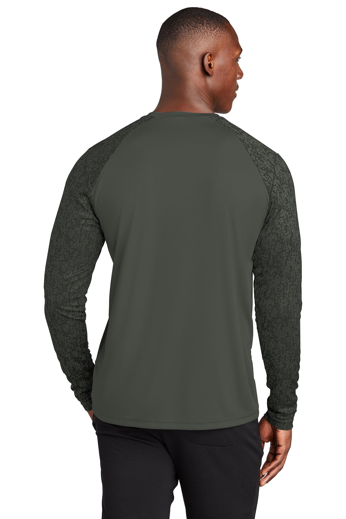 sport-tek long sleeve digi camo tee st460ls black