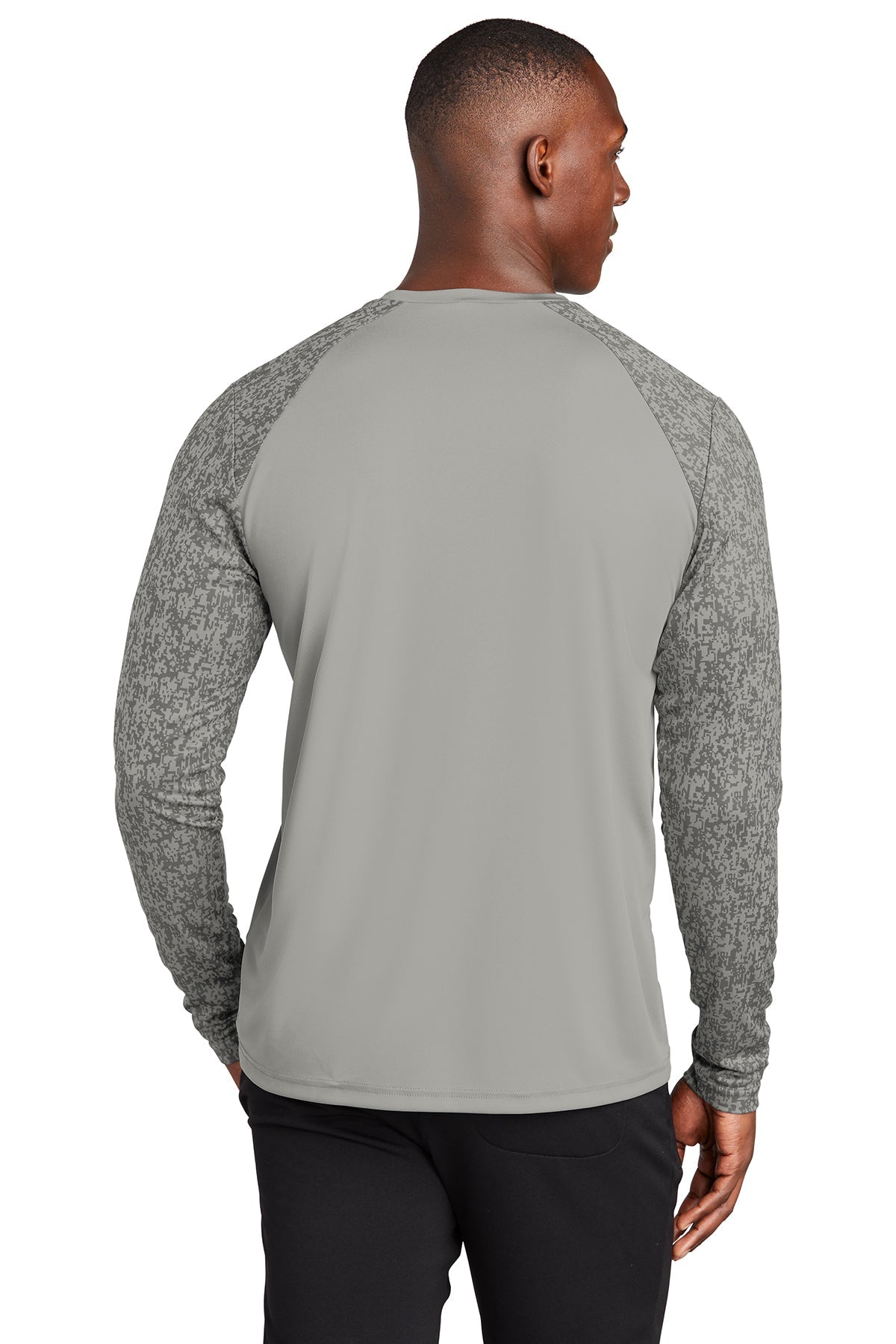 sport-tek long sleeve digi camo tee st460ls grey concrete