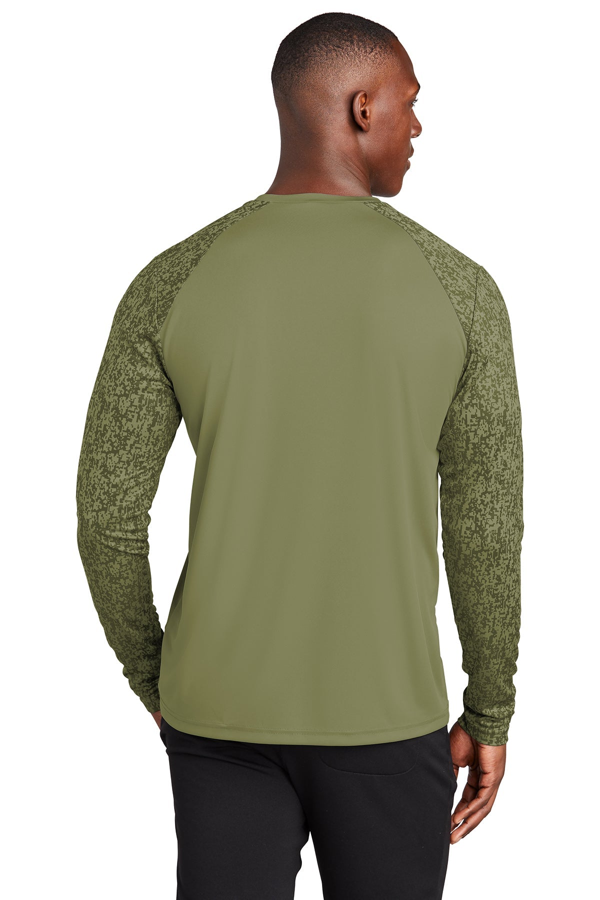 sport-tek long sleeve digi camo tee st460ls olive drabgreen