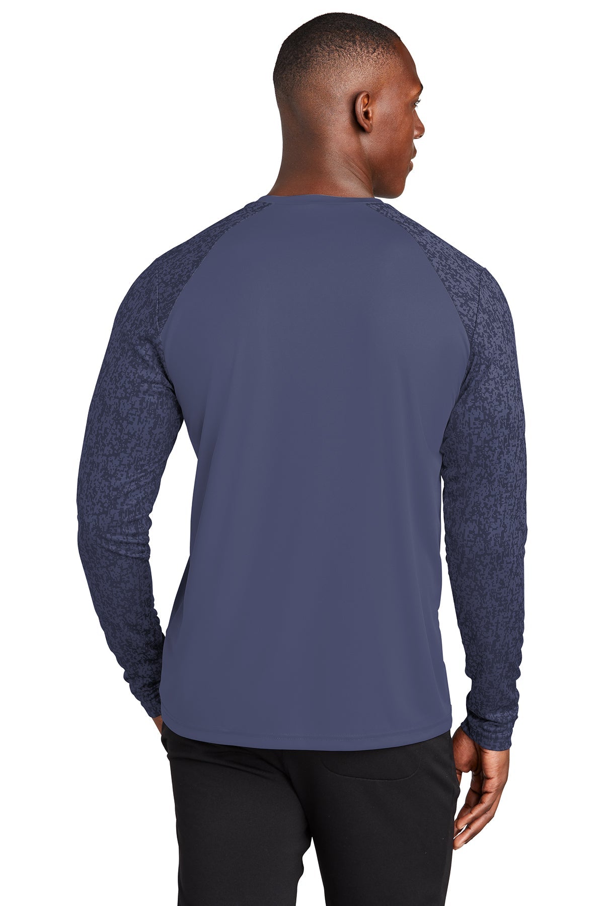 sport-tek long sleeve digi camo tee st460ls true navy