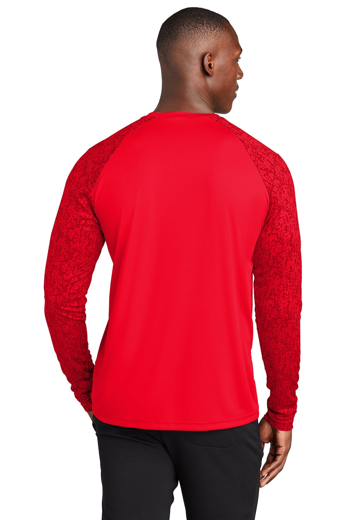 sport-tek long sleeve digi camo tee st460ls true red