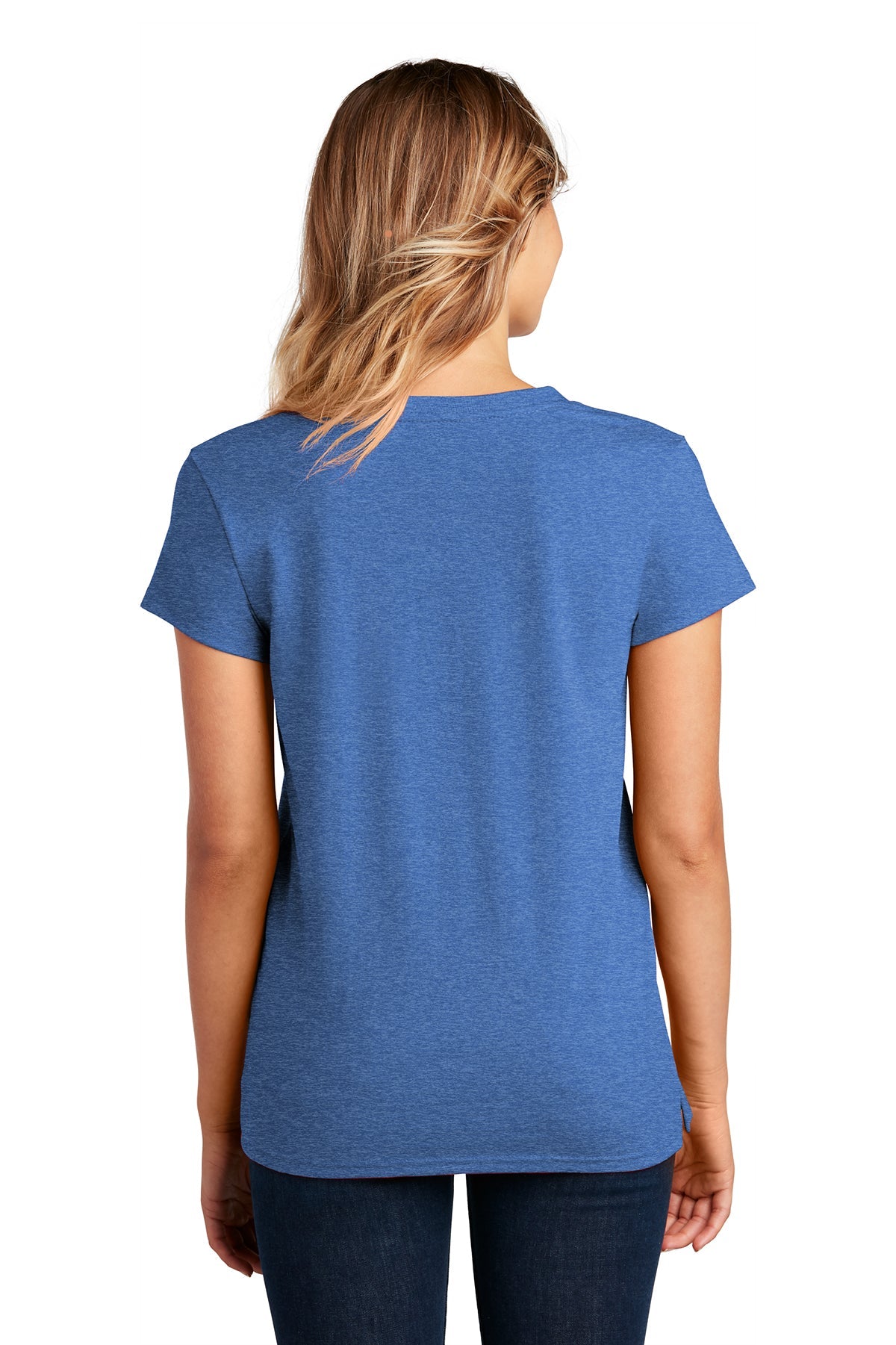 district women re-tee v-neck dt8001 blue heather