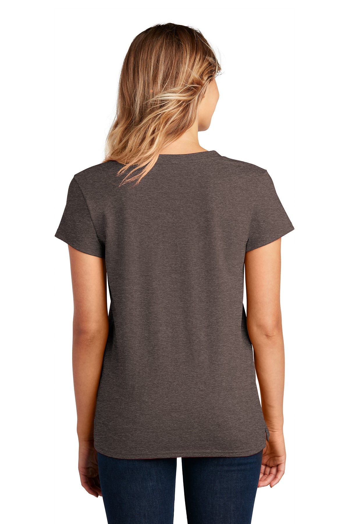 district women re-tee v-neck dt8001 deep brownheather