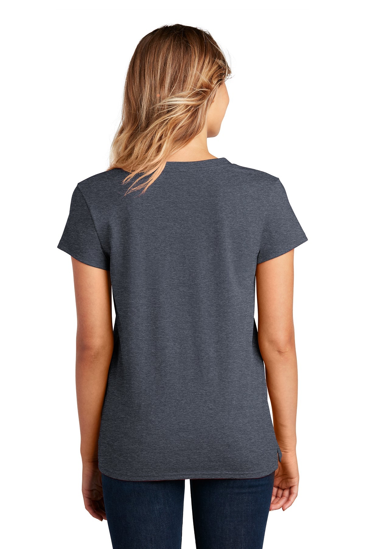 district women re-tee v-neck dt8001 heathered navy