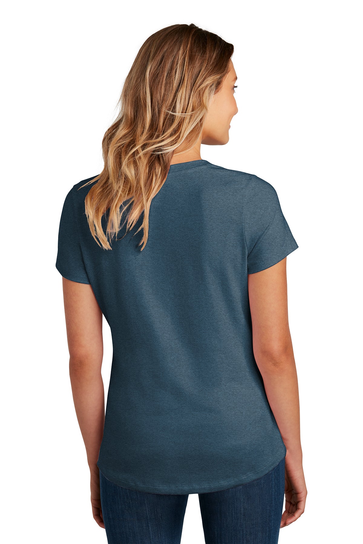 district women flex scoop neck tee dt7501 heathered neptuneblue