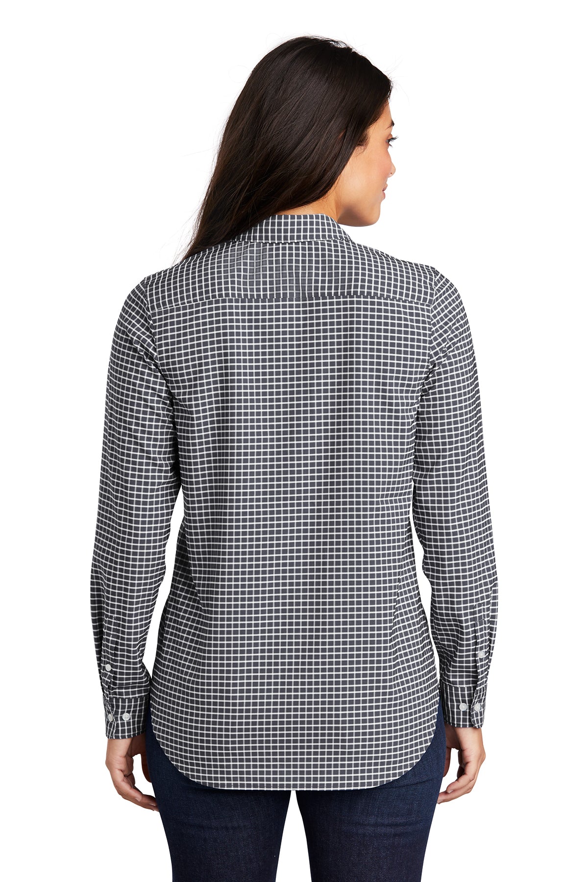 port authority_lw680 _graphite/ white_company_logo_button downs