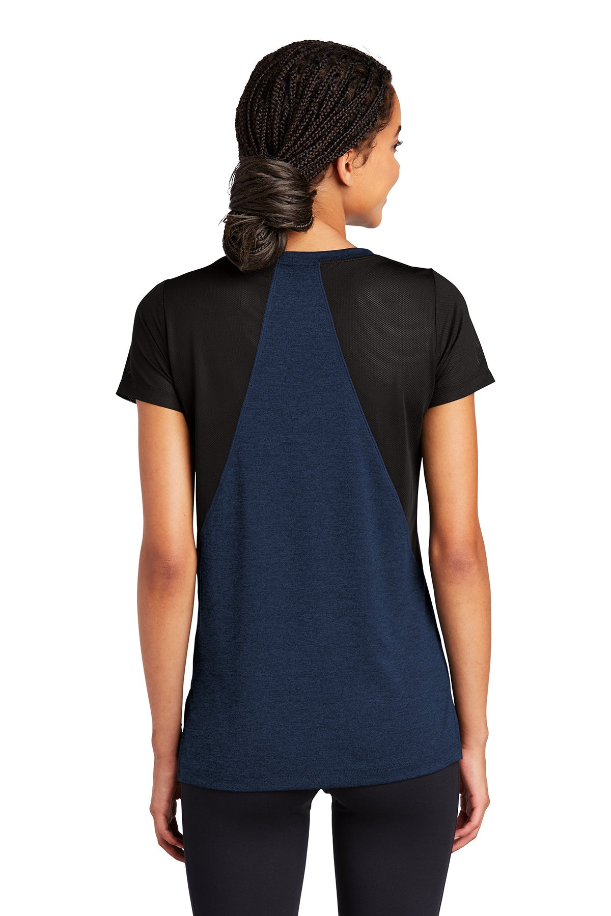 sport-tek ladies endeavor tee lst465 xs dark royal heather/black