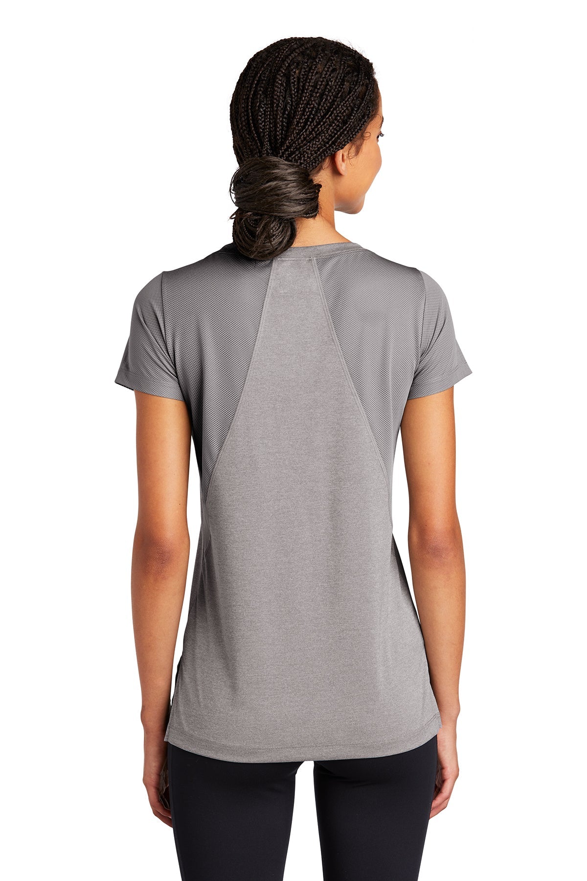 sport-tek ladies endeavor tee lst465 light greyheather/ light grey