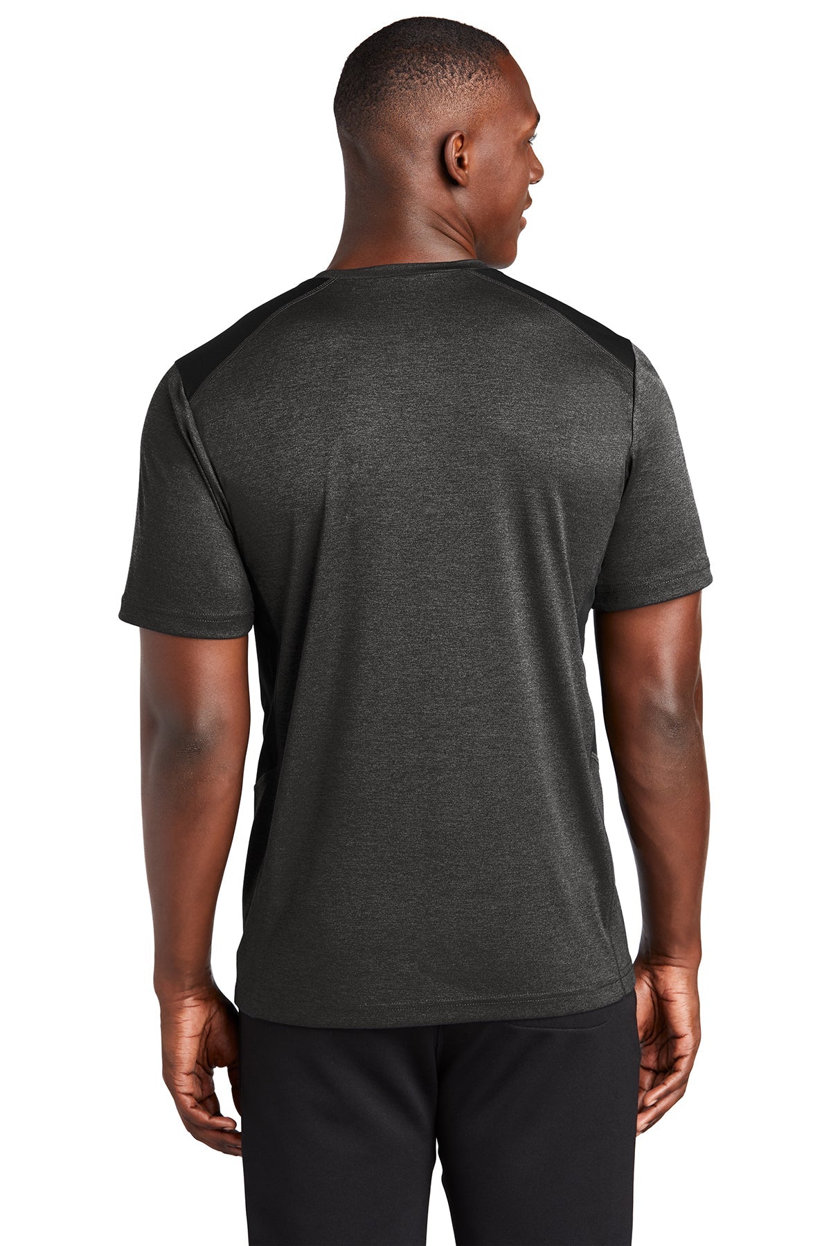 sport-tek endeavor tee st465 black heather/black