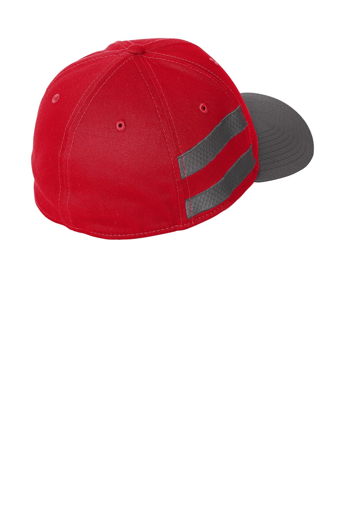 New Era Stretch Cotton Striped Custom Caps, Scarlet Graphite