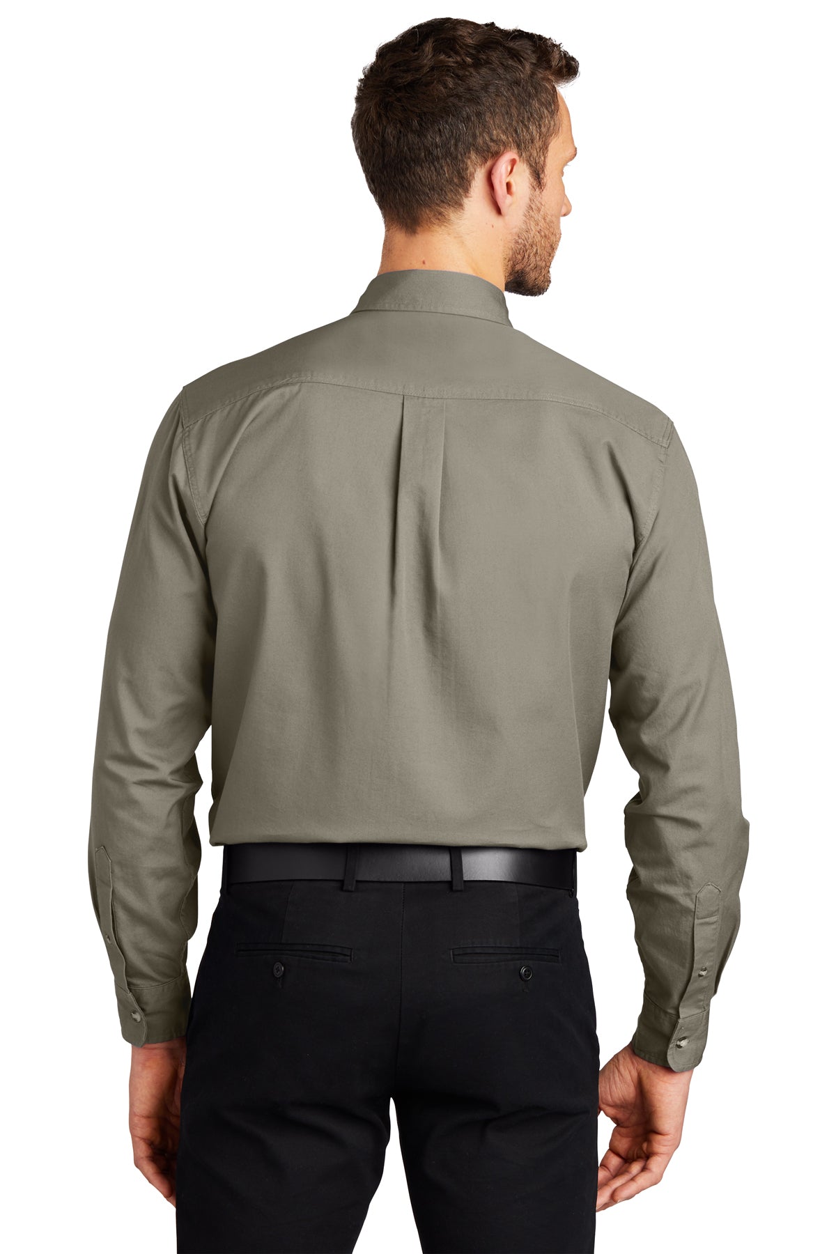 port authority_s600t _khaki_company_logo_button downs
