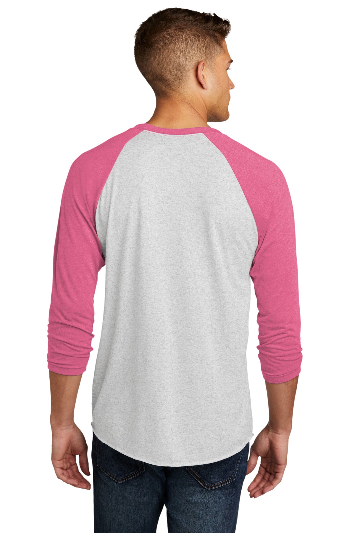 Next Level Unisex Triblend 3/4 Sleeve Raglan NL6051 VT PINK/ HTR WHT
