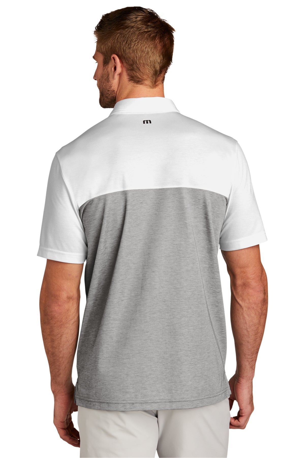 TravisMathew Oceanside Blocked Polo White Quiet Shade Grey Heather