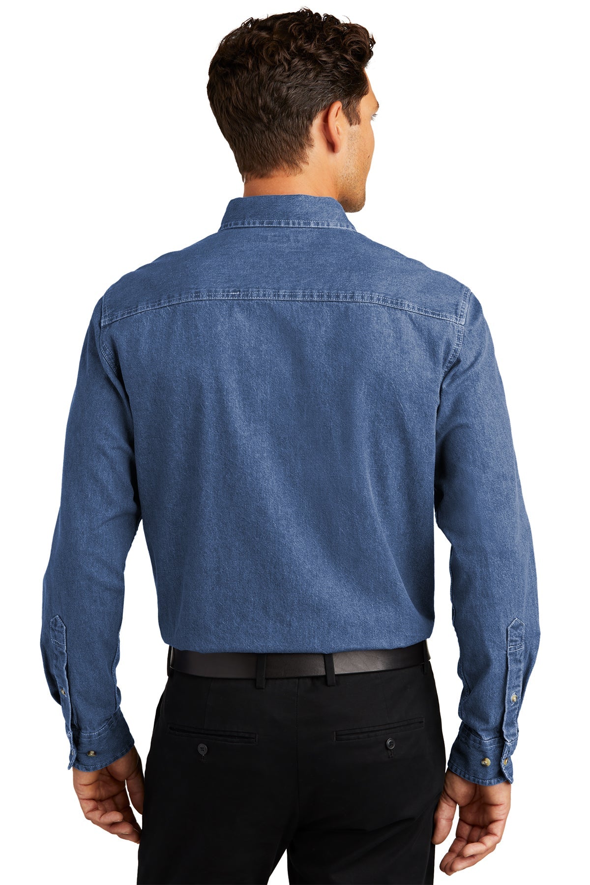 Port Authority Heavyweight Custom Denim Shirts, Dark Blue Stonewashed [NARENCO]
