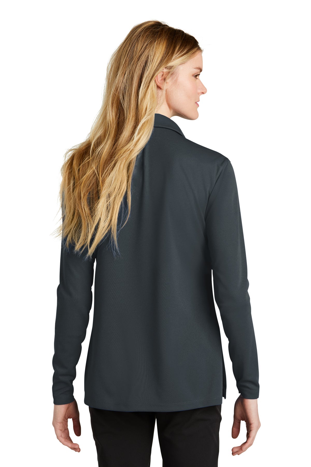 Nike Ladies Dri-FIT Micro Pique Long Sleeve Custom Polos, Anthracite