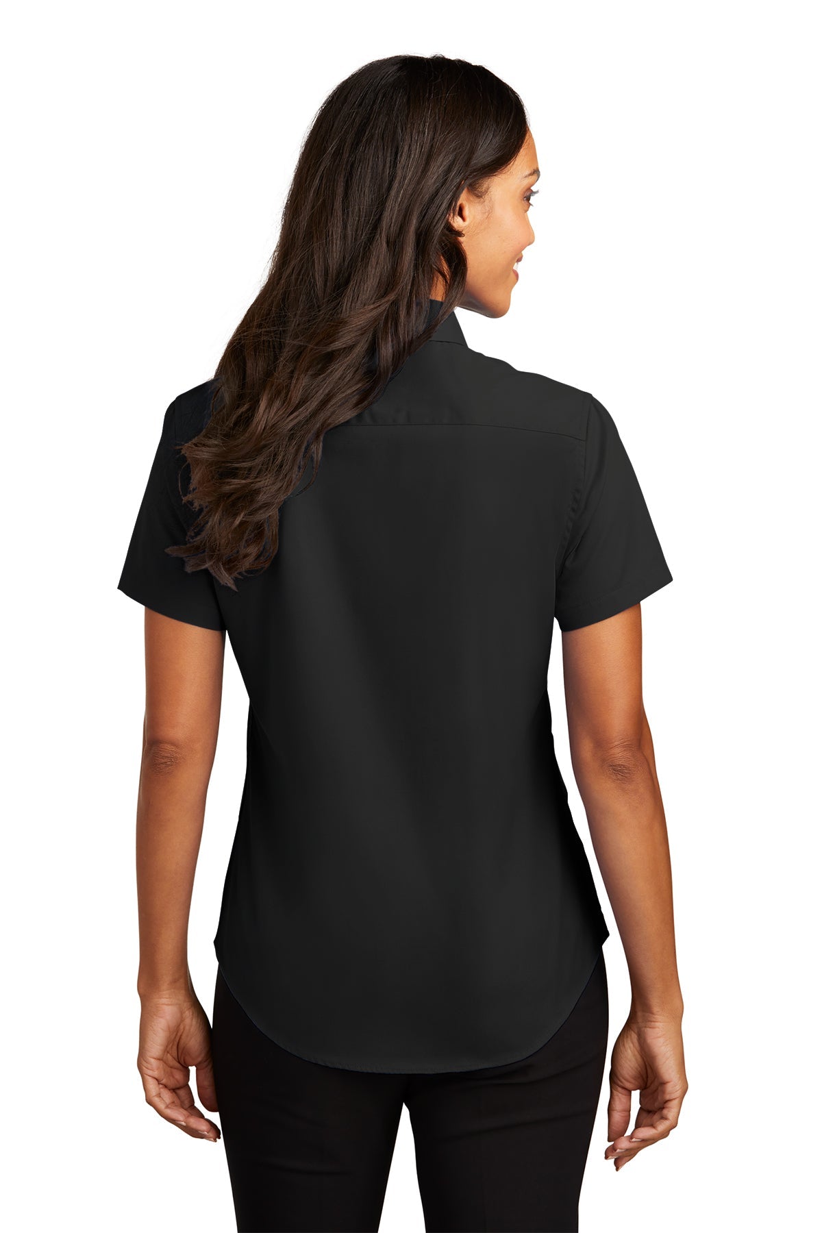 Port Authority Ladies Short Sleeve Easy Care Custom Shirts, Black/Light Stone [TruNorthern]