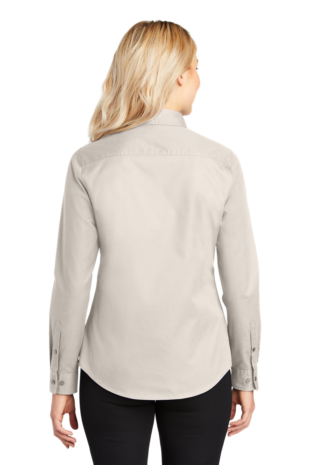 port authority_l608 _light stone/ classic navy_company_logo_button downs