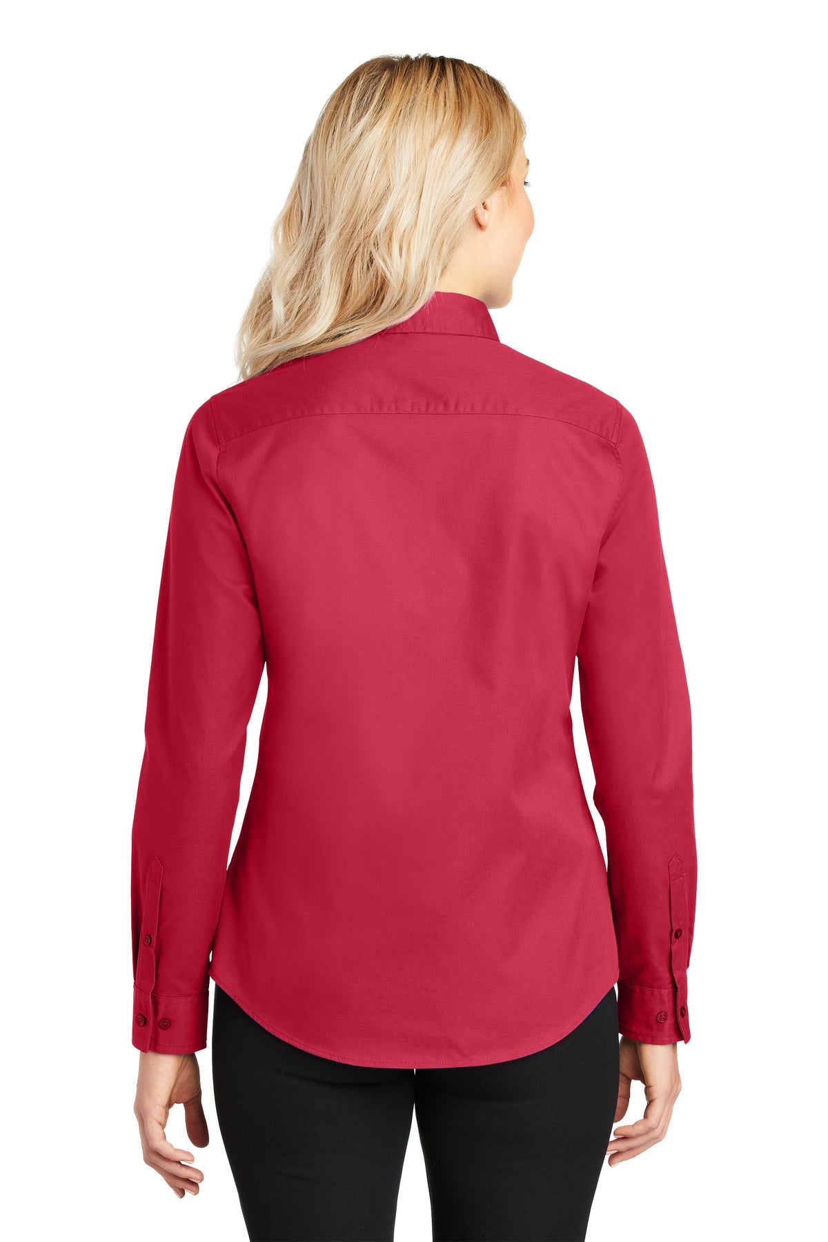 port authority_l608 _red/light stone_company_logo_button downs