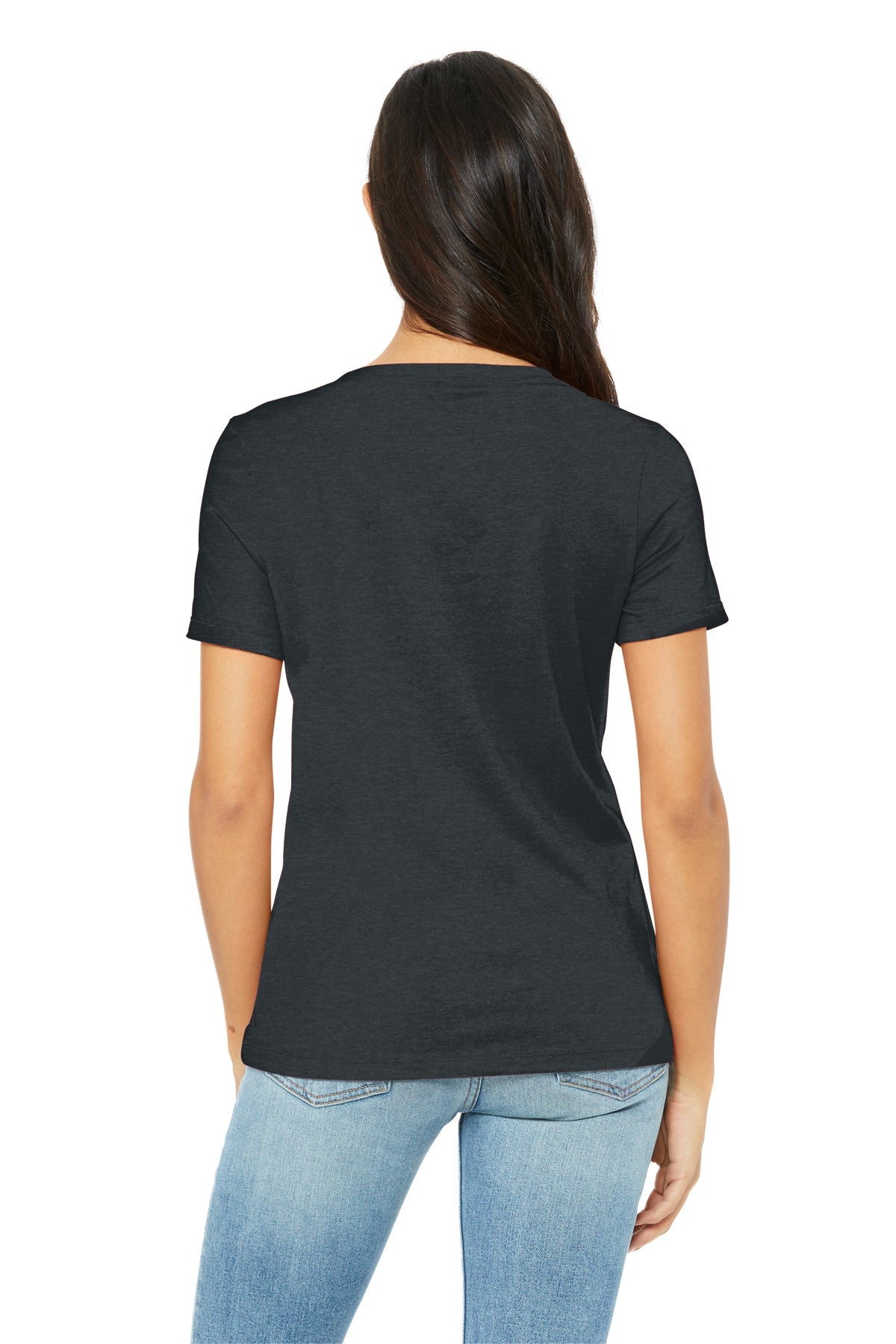 Bella Canvas Womens Relaxed Heather V-Neck, Dark Grey