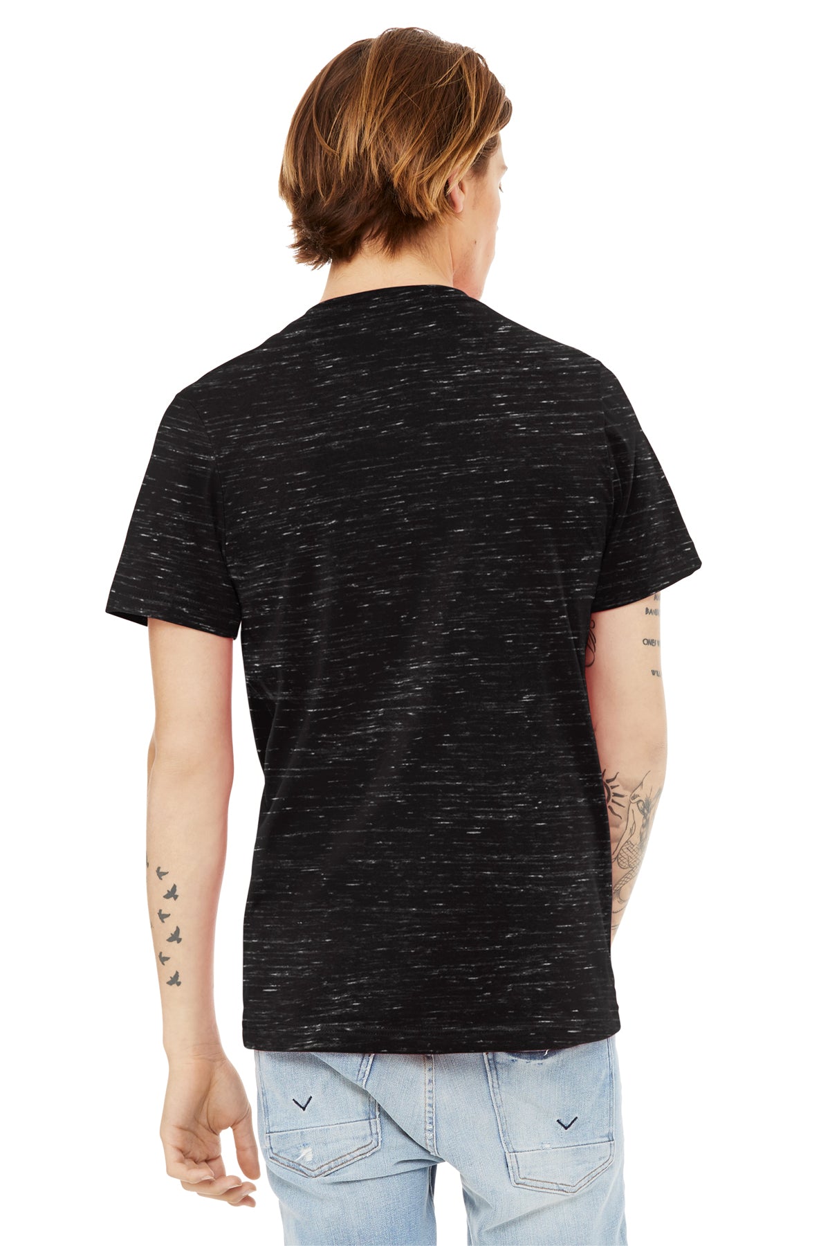 Bella Canvas Unisex Textured Jersey V-Neck, Black Marble