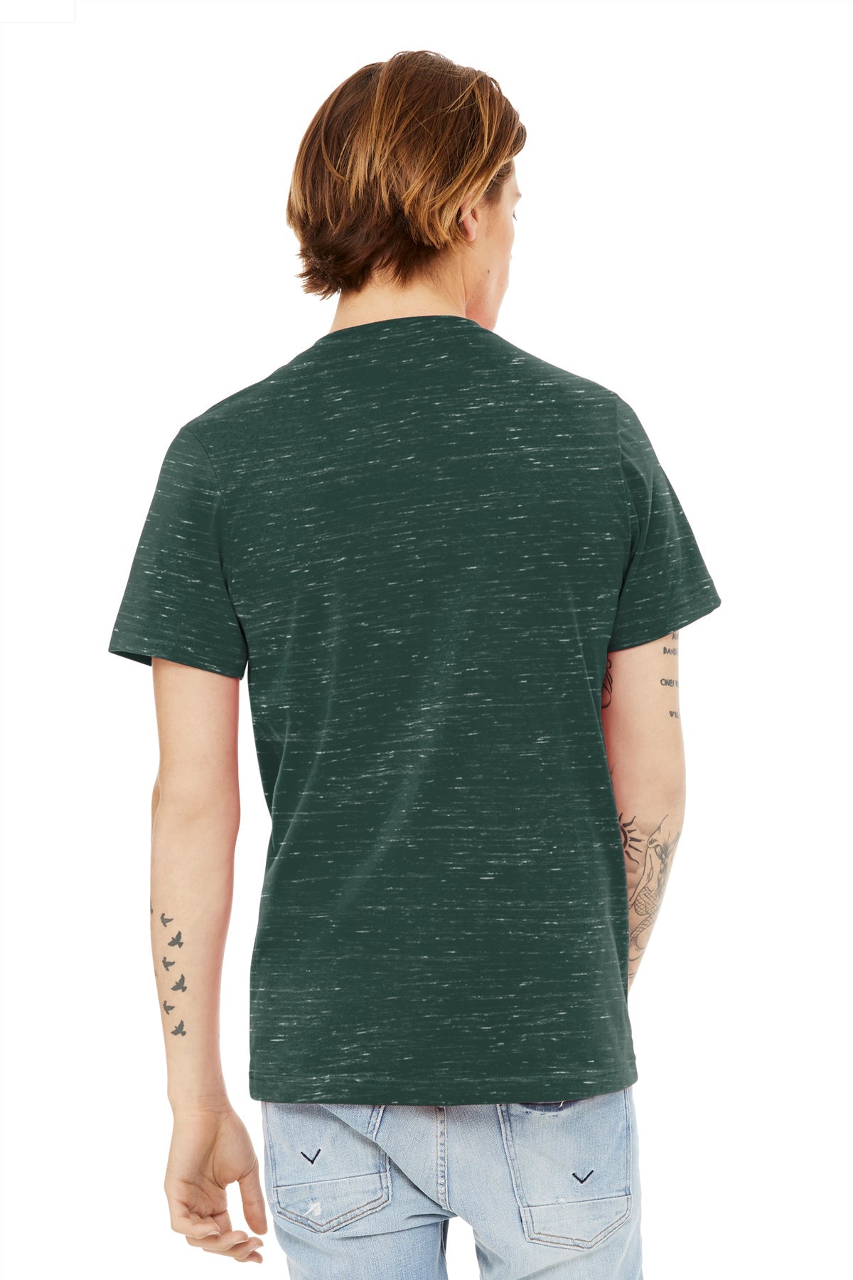 Bella Canvas Unisex Textured Jersey V-Neck, Forest Marble