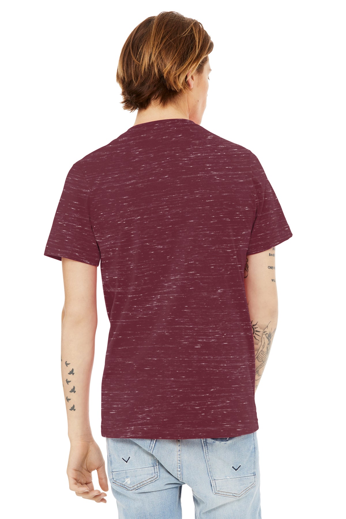 Bella Canvas Unisex Textured Jersey V-Neck, Maroon Marble