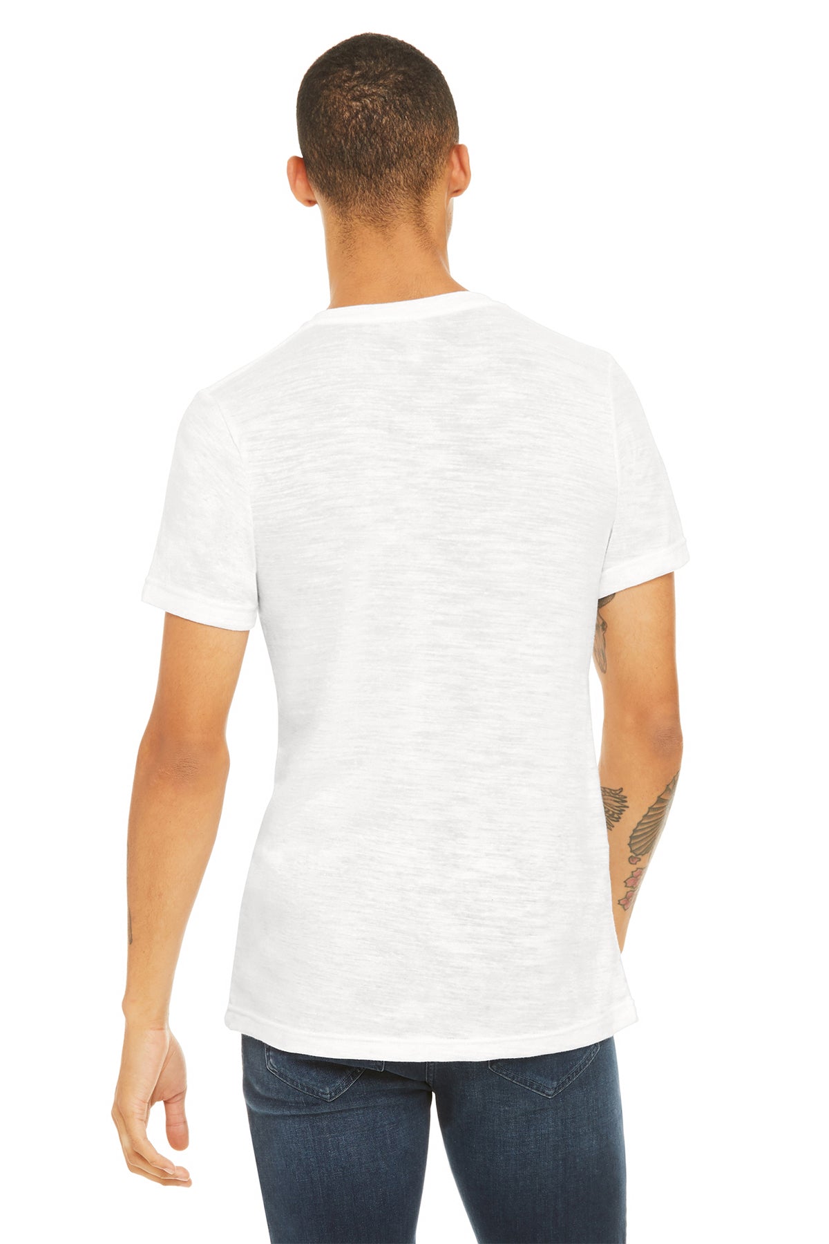 Bella Canvas Unisex Textured Jersey V-Neck, White Slub