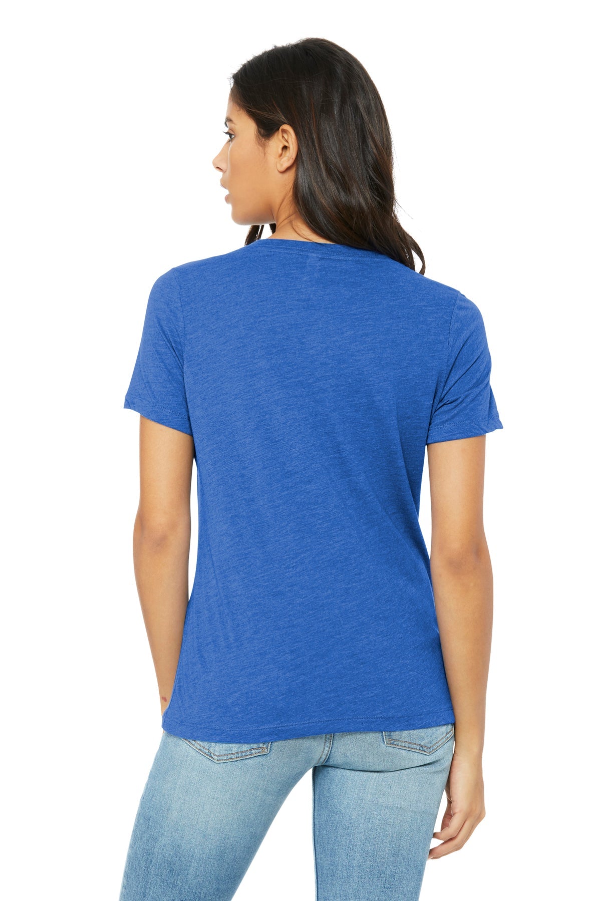 Bella Canvas Womens Relaxed Triblend V-Neck, True Royal