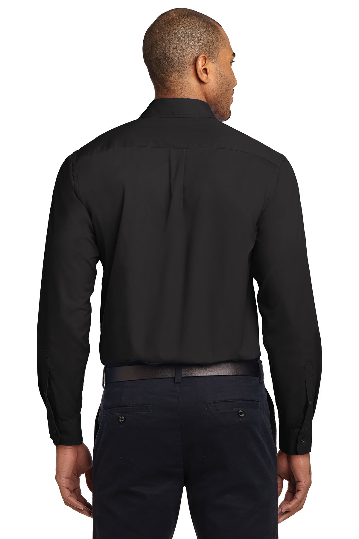 port authority_s608 _black/ light stone_company_logo_button downs