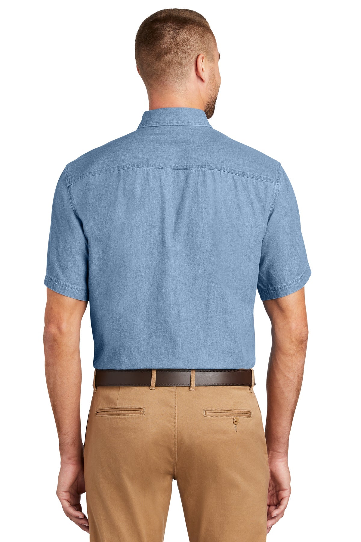 Port & Company Short Sleeve Custom Denim Shirts, Faded Blue [Dunbar]