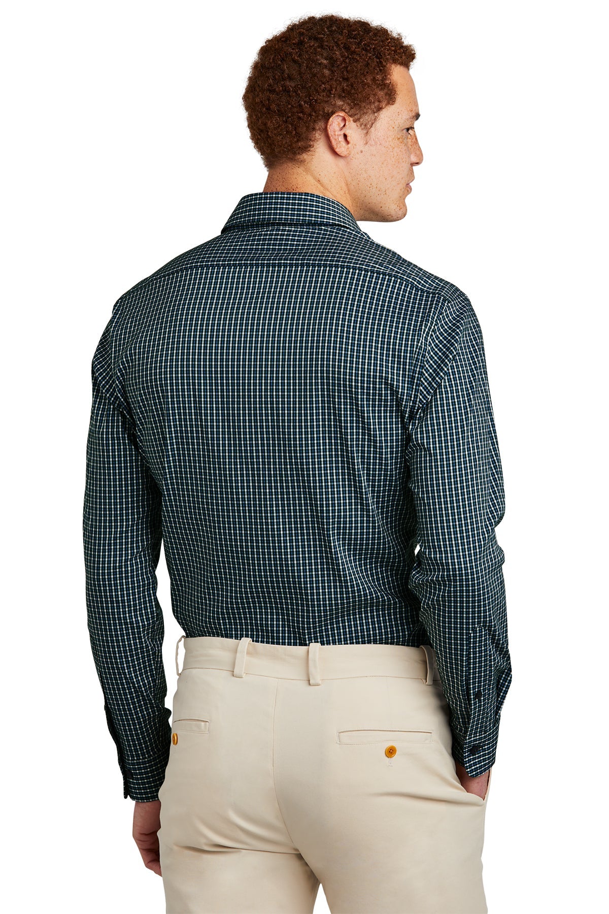 Brooks Brothers Tech Stretch Patterned Shirt, Dark Pine Multi Check