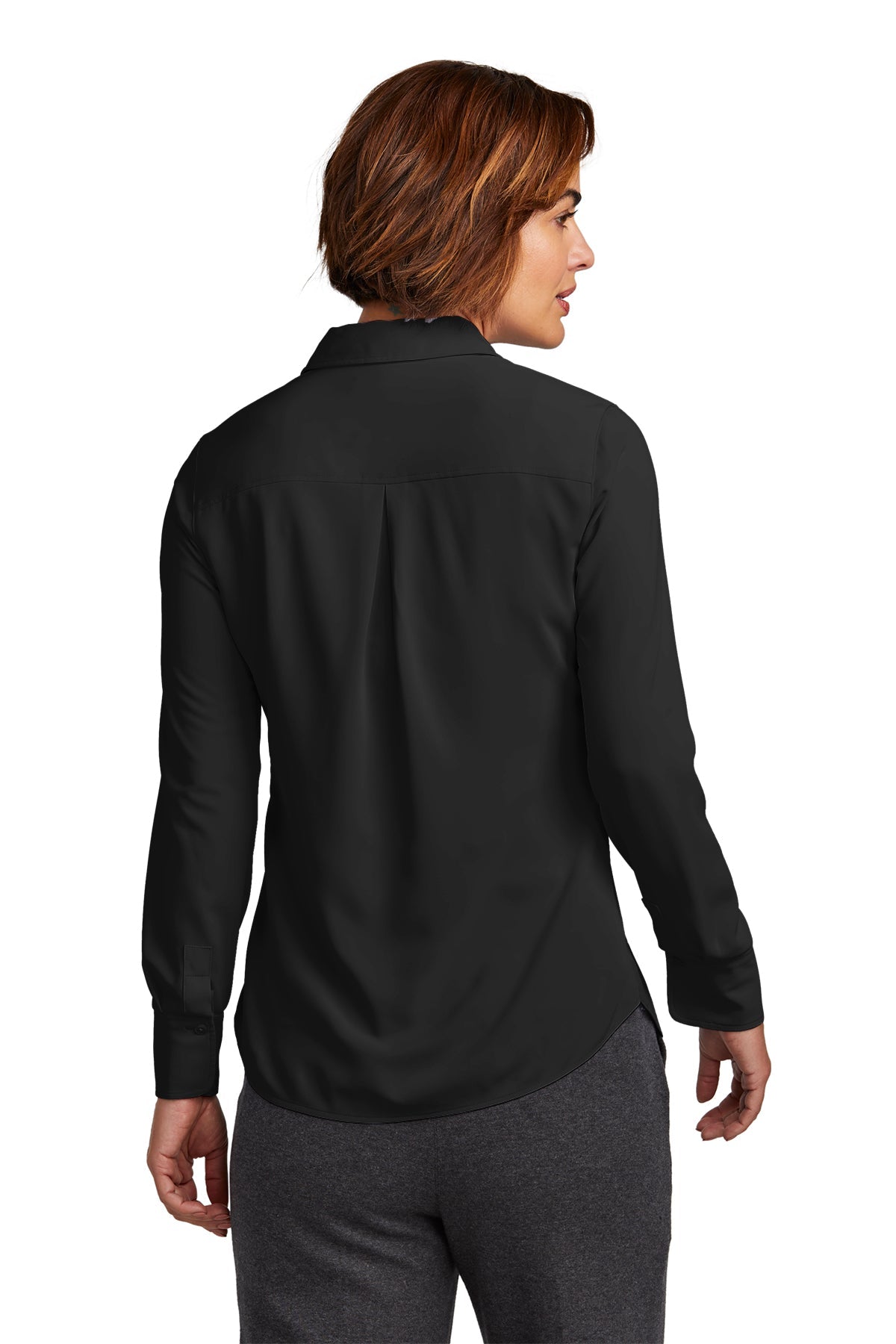 Brooks Brothers Womens Full-Button Satin Blouse, Deep Black [ERES]