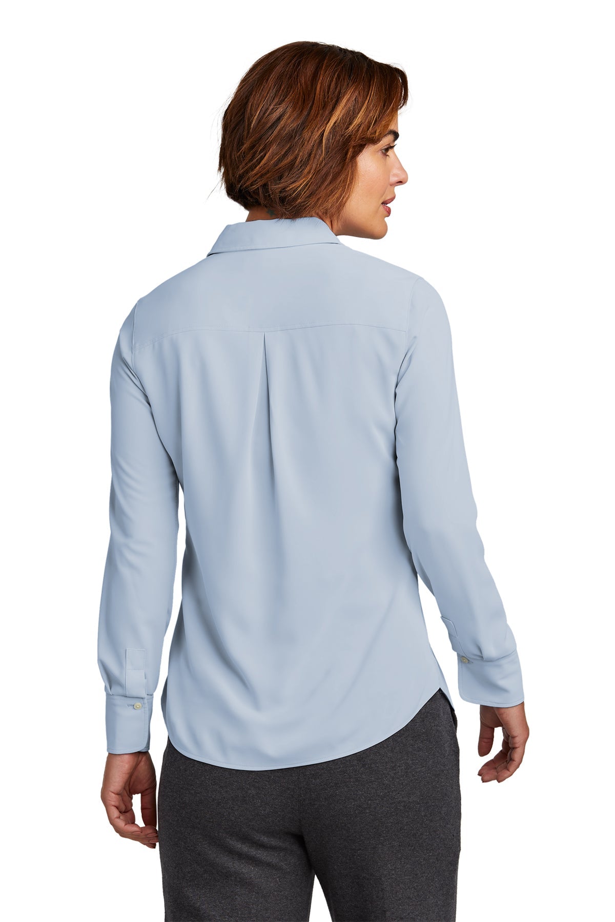 Brooks Brothers Womens Full-Button Satin Blouse, Heritage Blue [Dunbar]