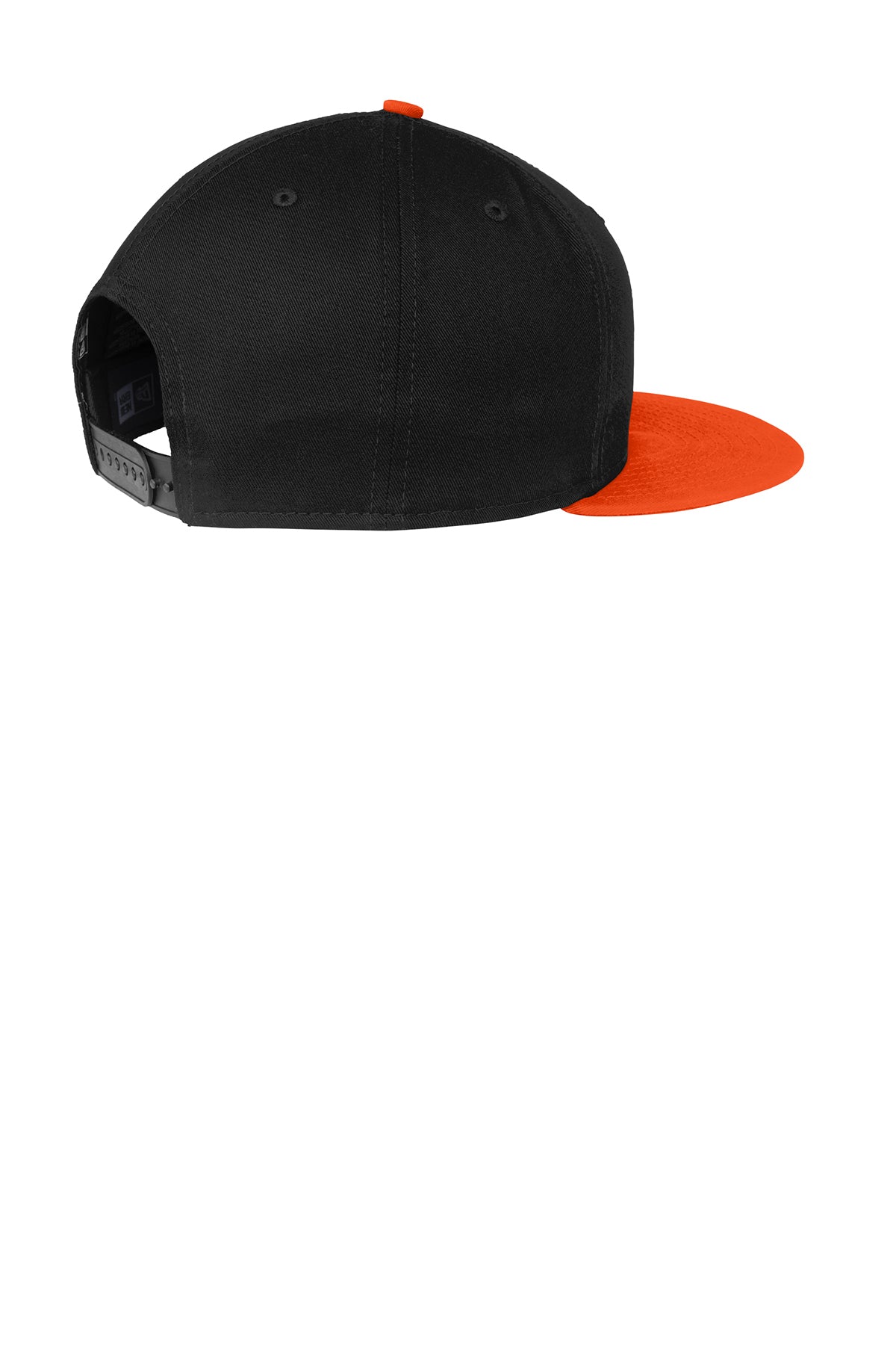 New Era Flat Bill Snapback Customized Caps, Black/ Team Orange