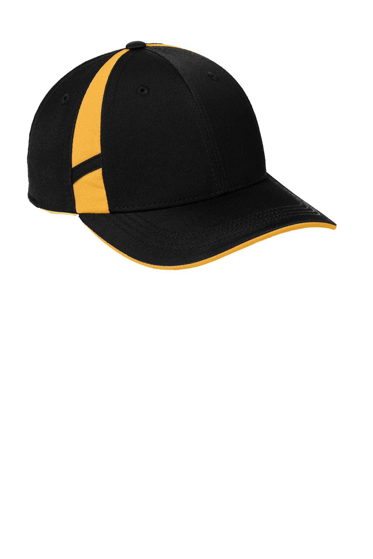 Sport-Tek Dry Zone Customized Mesh Inset Caps, Black/Gold