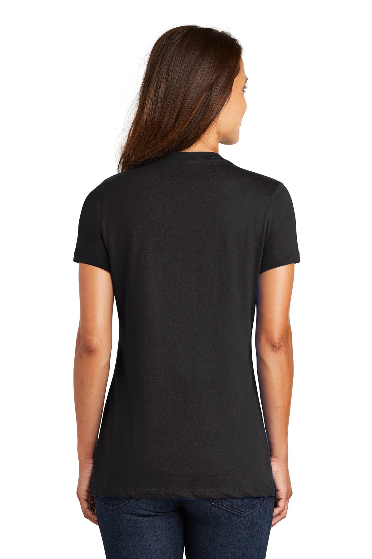 district made ladies perfect weight v neck tee jet black