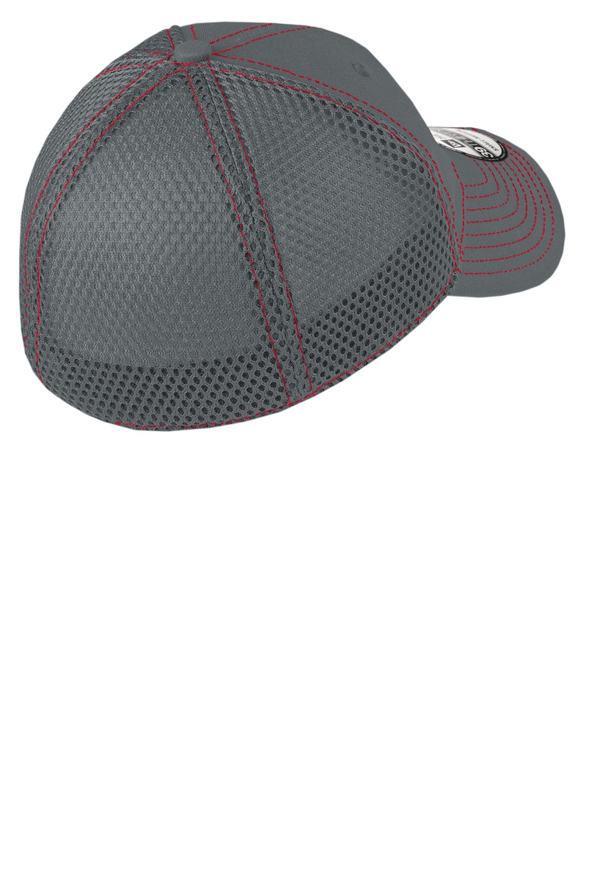 New Era Stretch Mesh Contrast Stitch Custom Caps, Graphite/Red