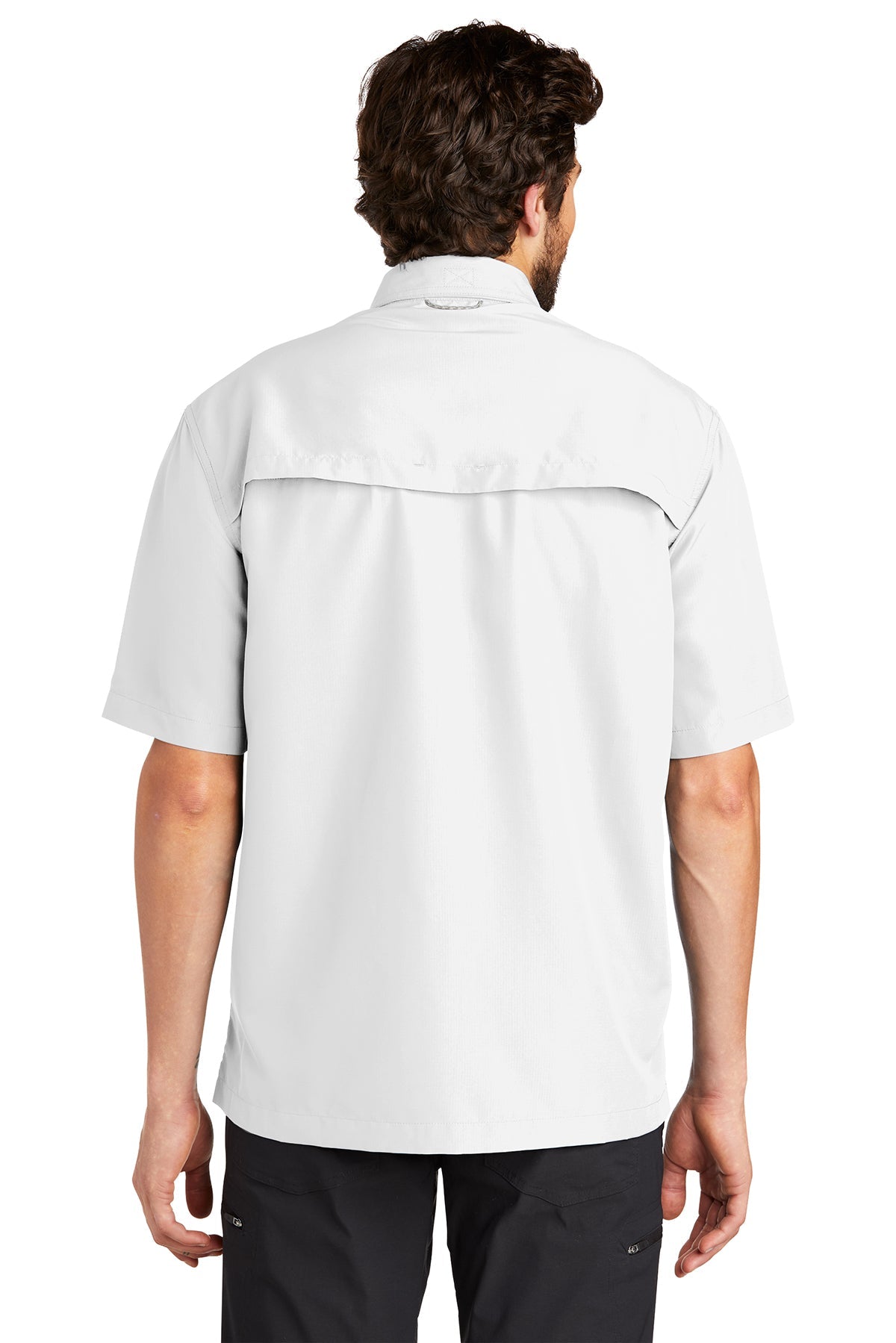 Eddie Bauer Short Sleeve Performance Branded Fishing Shirts, White [Dunbar]