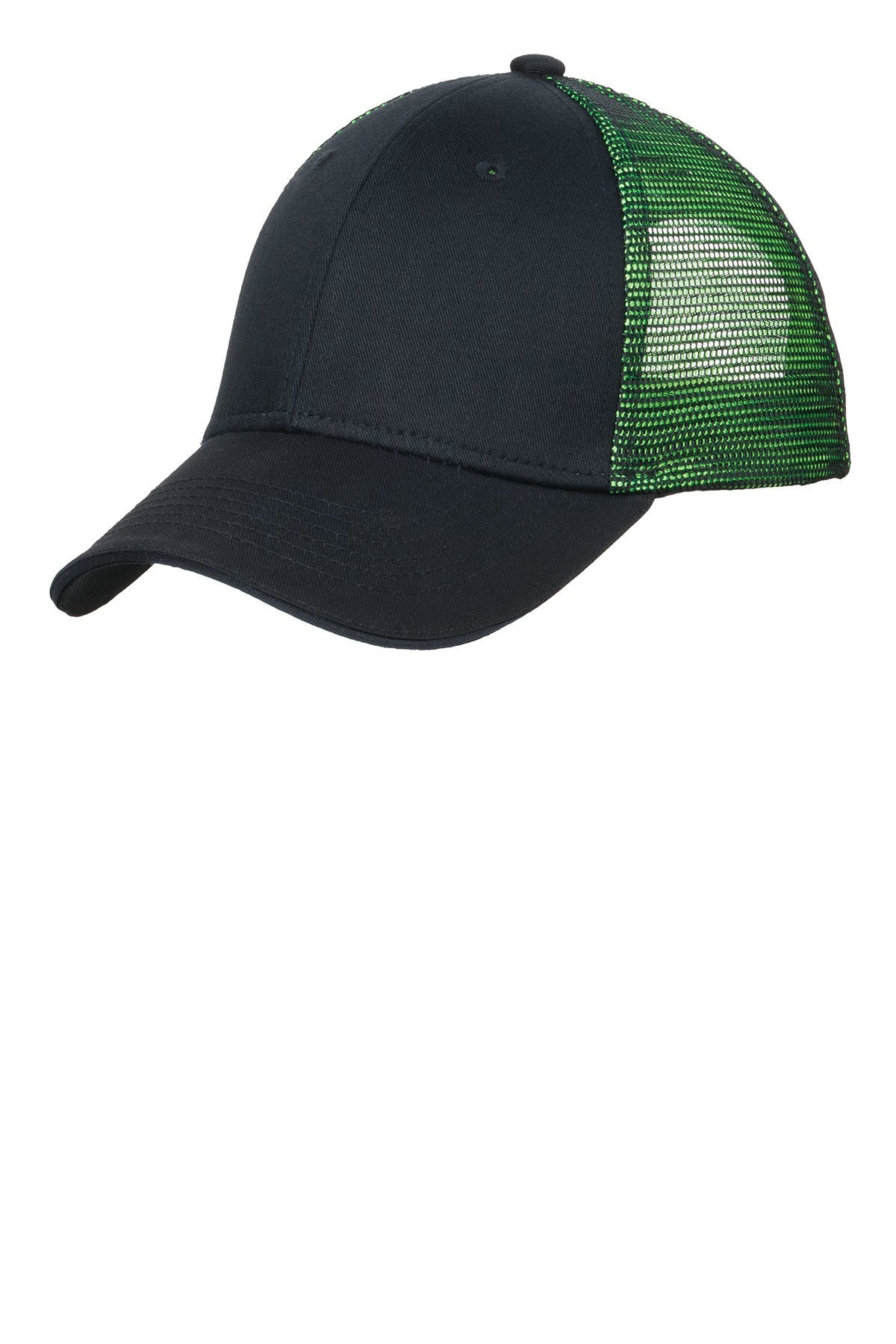 Port Authority Double Mesh Snapback Sandwich Bill Customized Caps, Black/ Shock Green [Century Sales and Management]