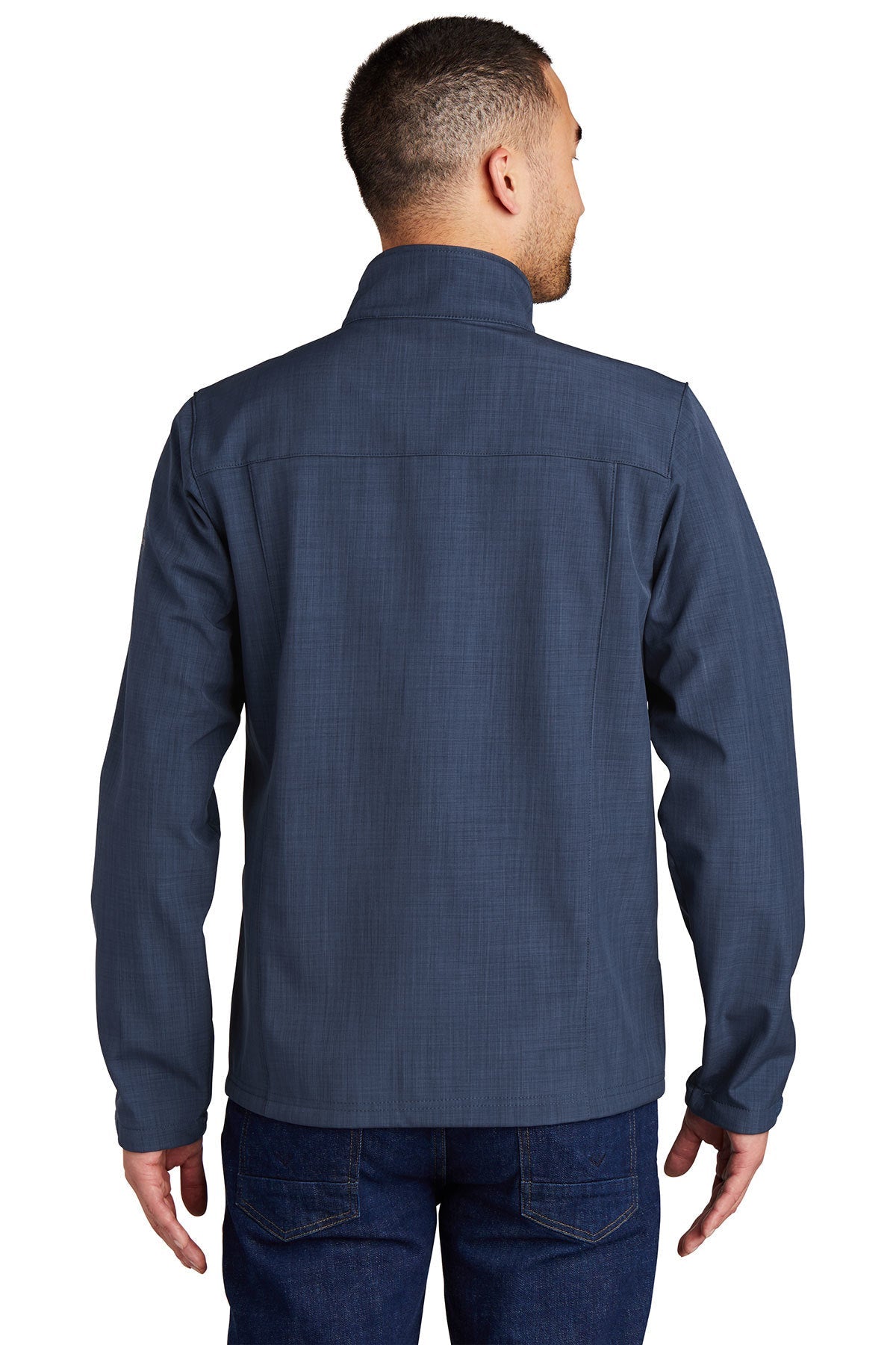 Eddie Bauer Shaded Crosshatch Custom Soft Shell Jackets, Blue [AL Adams Construction]