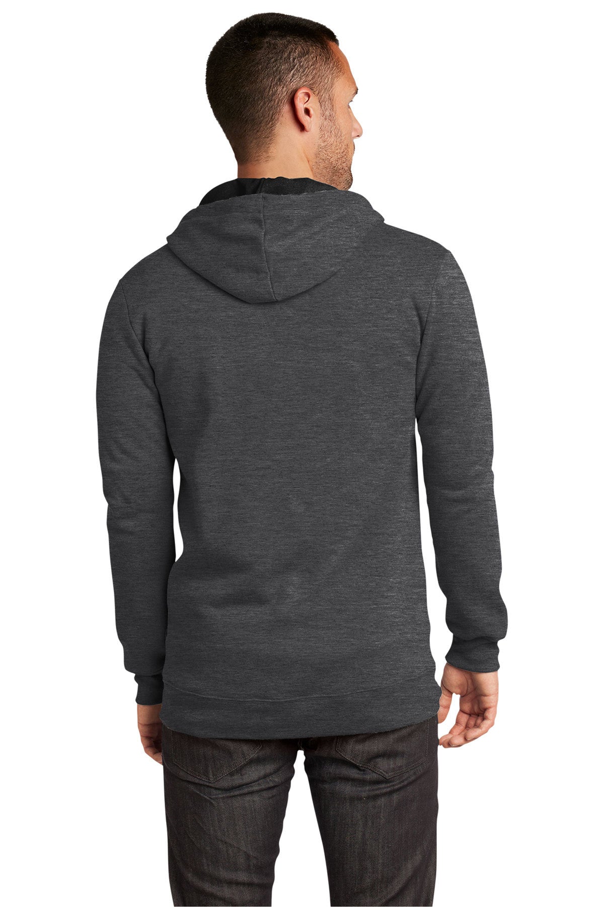 District Young Mens Concert Full-Zip Hoodies, Heathered Charcoal [Adam Equipment]