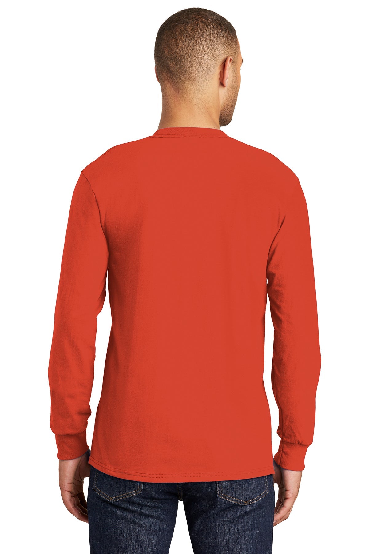 Port & Company Tall Long Sleeve Branded Essential Pocket Tee's, Orange