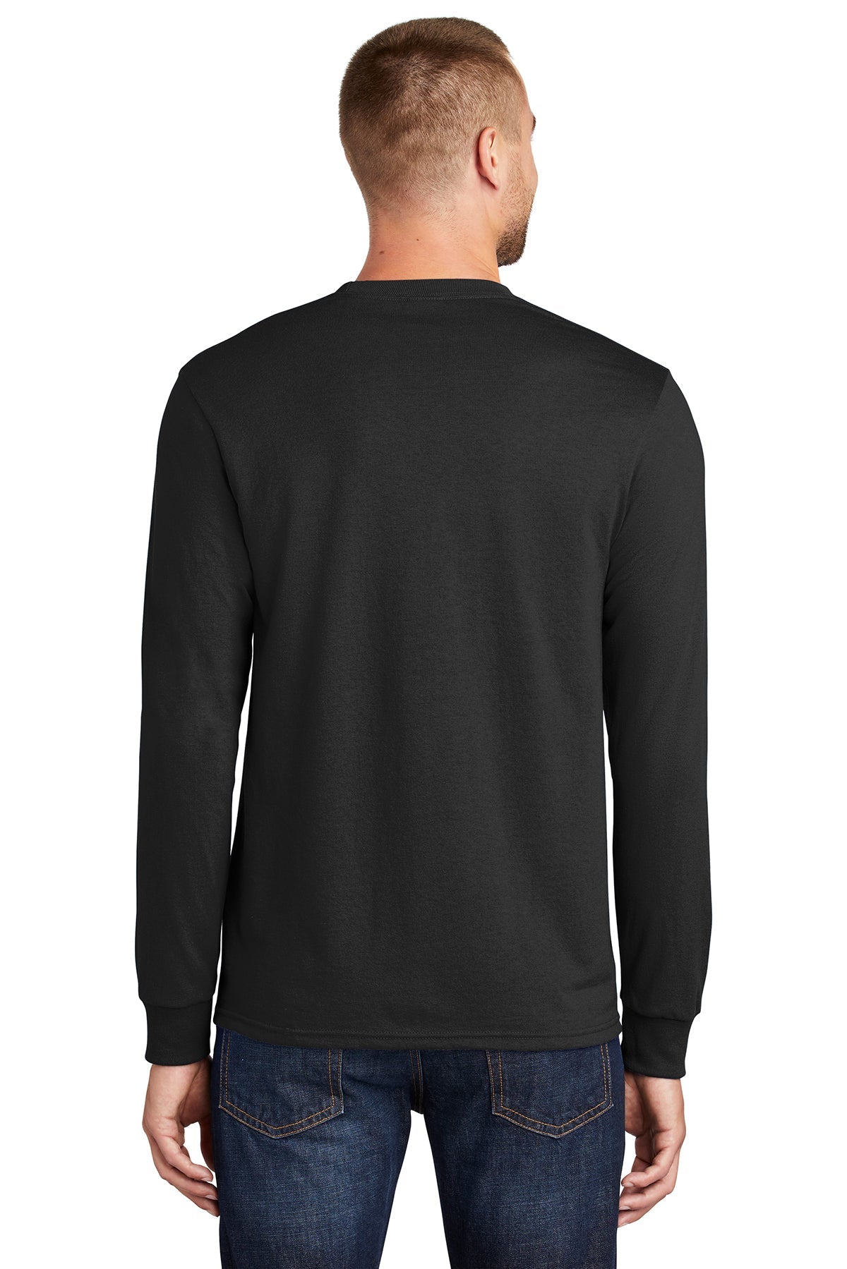 Port & Company Tall Long Sleeve Custom Core Blend Tee's, Jet Black
